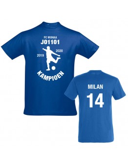 Voetbal kampioenshirt KA0802 - voorzijde en achterzijde bedrukt