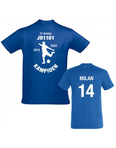 Voetbal kampioenshirt KA0802 - voorzijde en achterzijde bedrukt