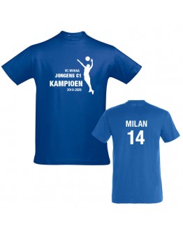 Volleybal kampioenshirt KA1102 - voorzijde en achterzijde bedrukt